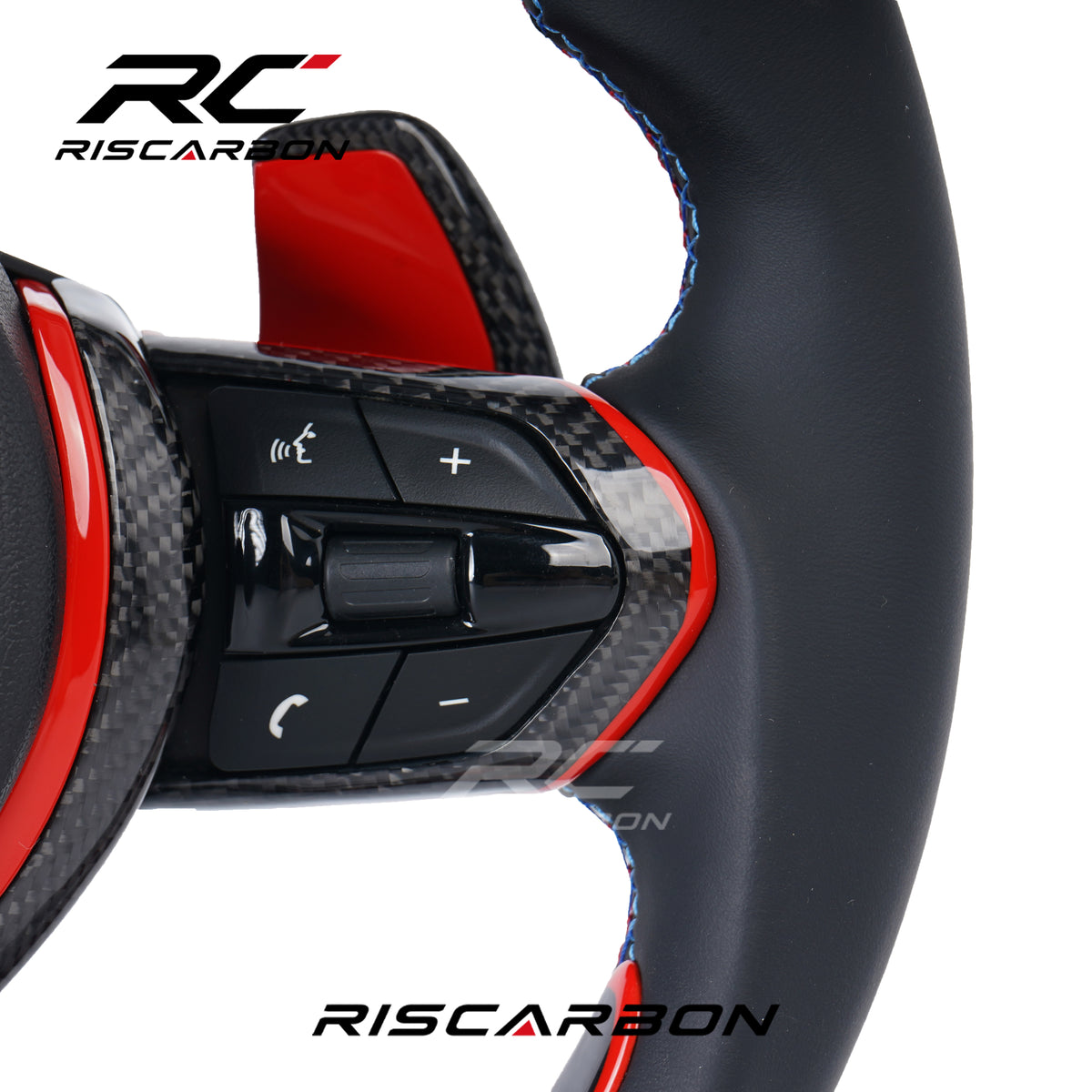 RISCARBON Leather Car Steering Wheel for BMW F15 F20 F22 F25 F31 F30 F12 F16 F21 F39 5 6 7 for Sport Style for Modification Carbon Fiber