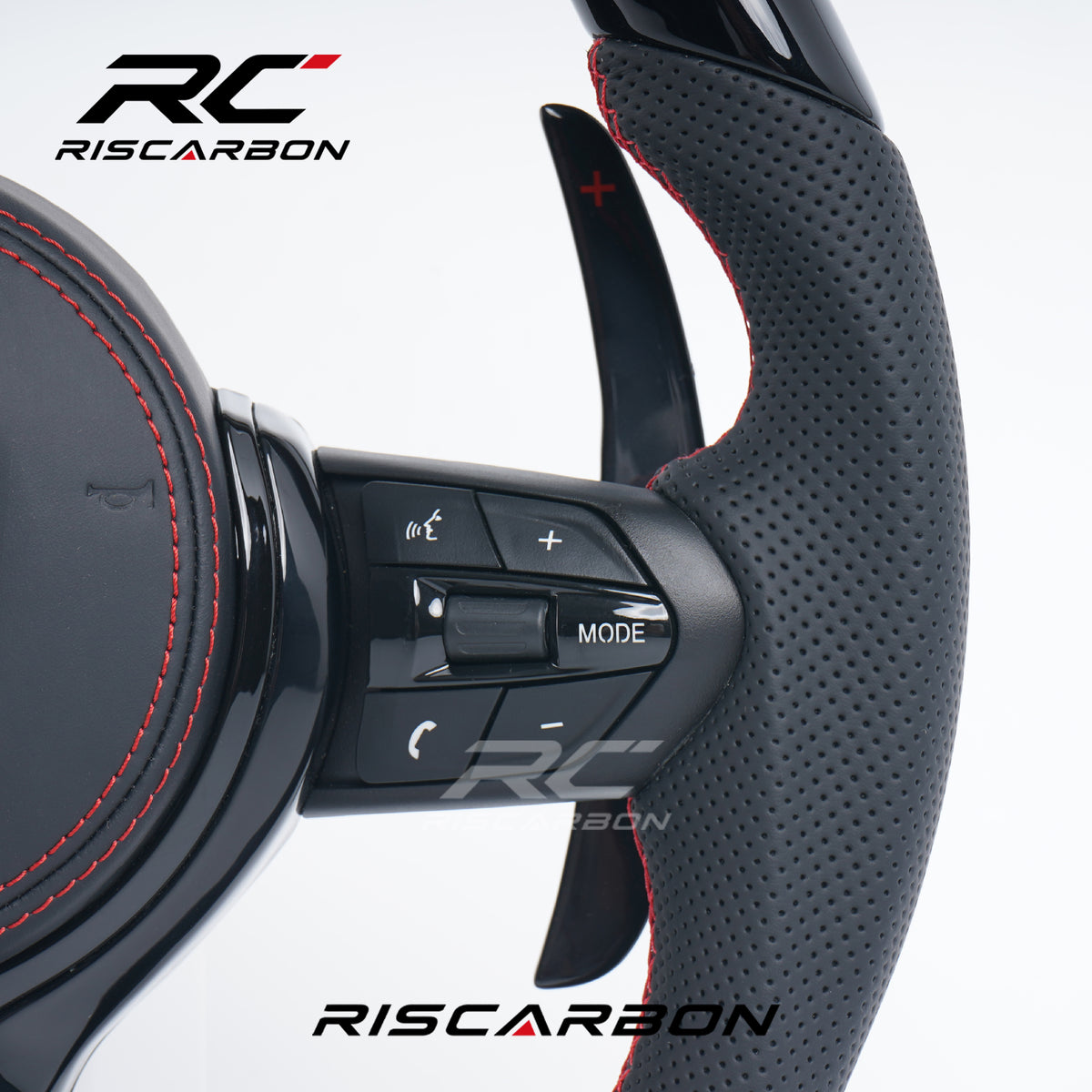RISCARBON New Upgrade Leather Black Piano Steering Wheel for BMW X1 X2 X3 X4 F30 F10 F11 F22 F31 F01 F32 F12 F15 F16 F20 F21 Plug and Play