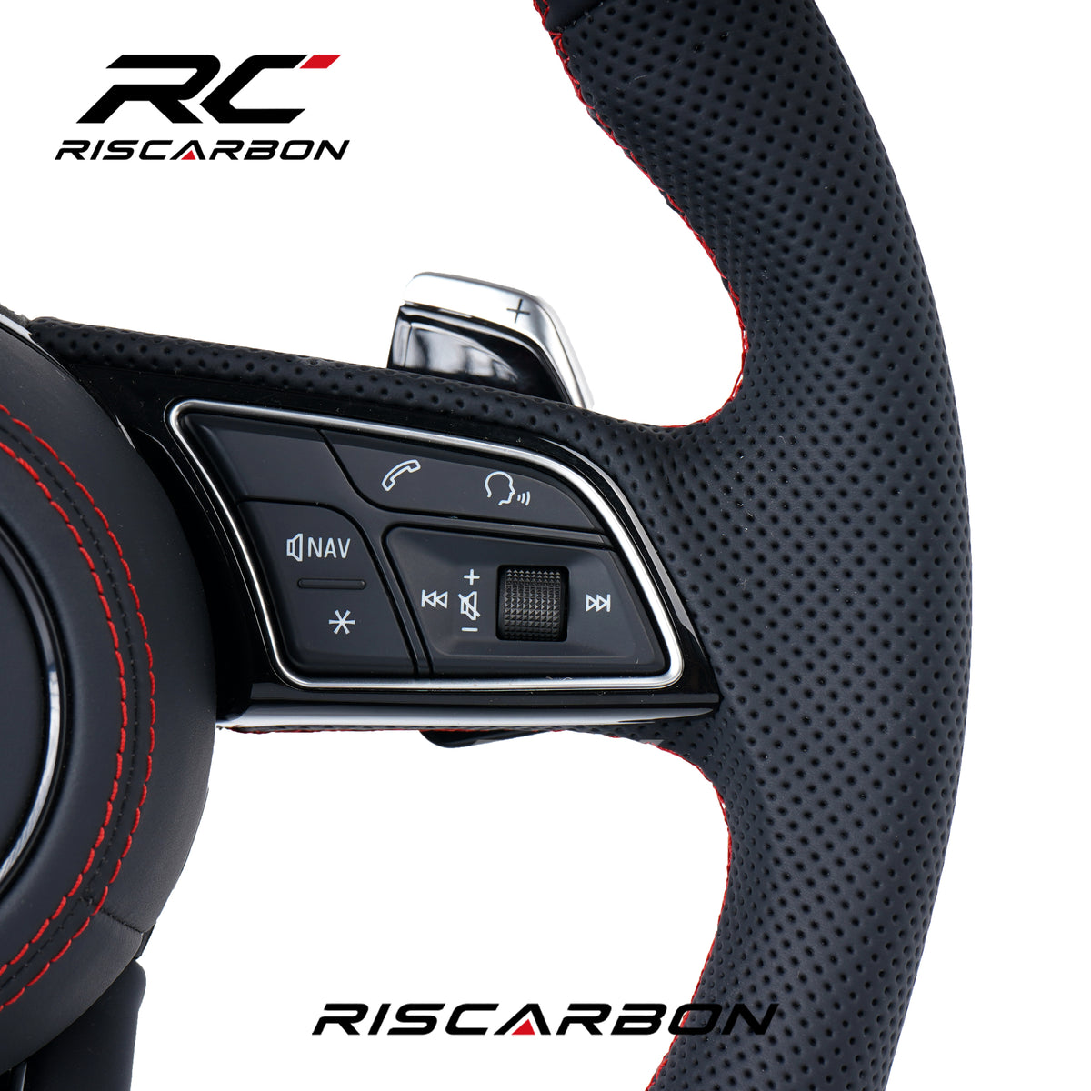 RISCARBON High Quality Full Leather Steering Wheel for Volkswagen VW Polo Golf R 6 7 8 MK6 MK7 GTi Passat B7 B8 Jetta Car Steering Wheel