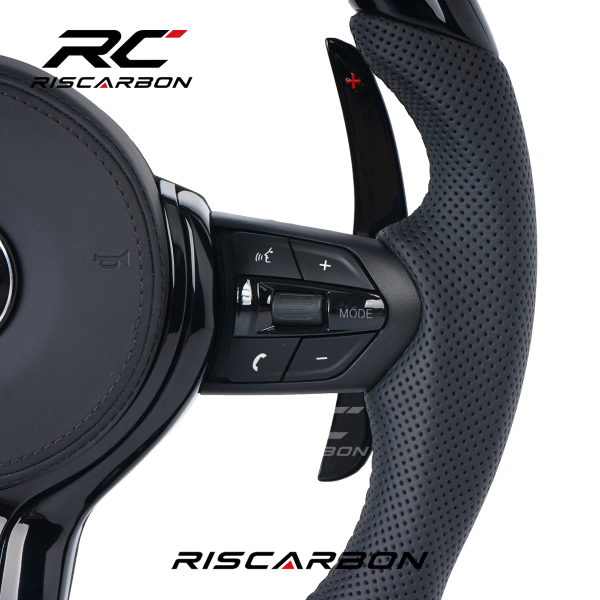 RISCARBON Black Piano Leather Steering Wheel for BMW X1 X2 X3 F30 F10  F11 F15 F20 F21 F22  F16 F01 F31 F25 F26 F15 F02 Plug and Play