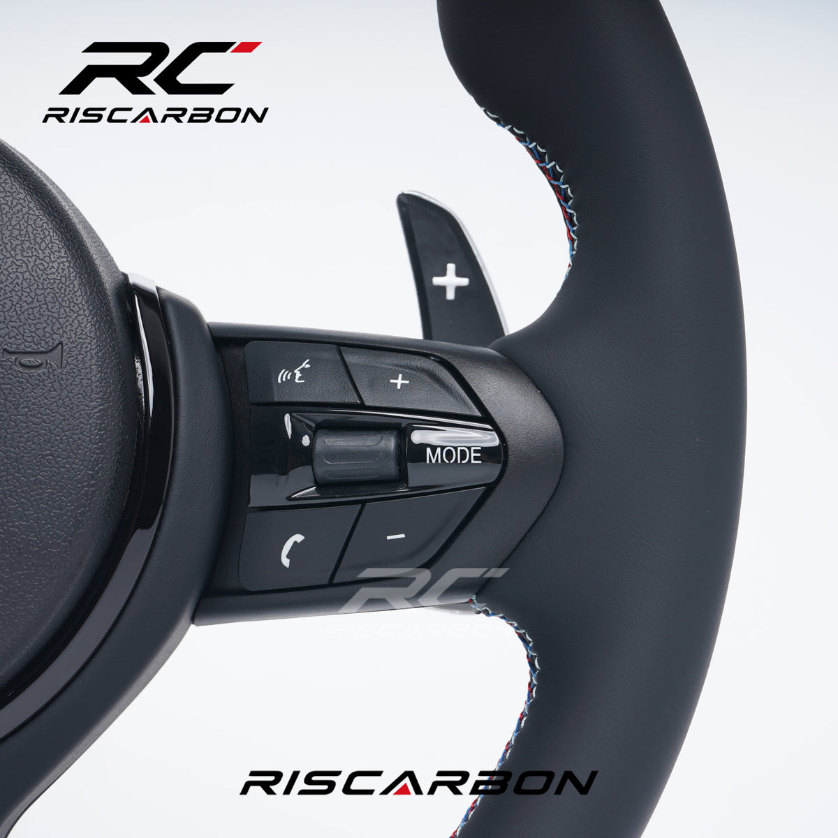 RISCARBON Factory Supply M-Sport Full Leather Sports Steering Wheel for BMW F30 F10 F21 F22 F15 F16 F45 F32 F33 E70 E90 X1 X2 X3 X5Models