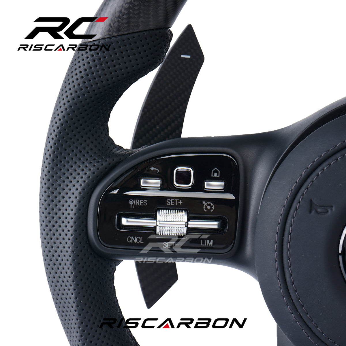 RISCARBON Matte Carbon Fiber Car Steering Wheel for Mercedes-Benz W204 W205 W207 W211 W212 W213 W221 W222 AMGC E S G-Class Direct Fit