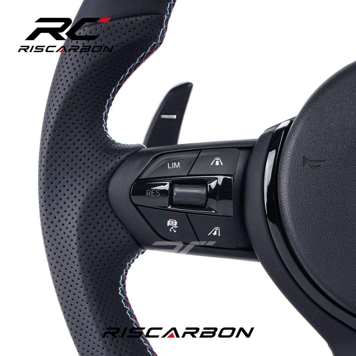 RISCARBON M-Sport Full Leather with ACC and Vibration Car Steering Wheel for BMW F30 F10 F21 F22 F15 F16 F45 F32 X1 X2 X3 X4 Model Plug and Play