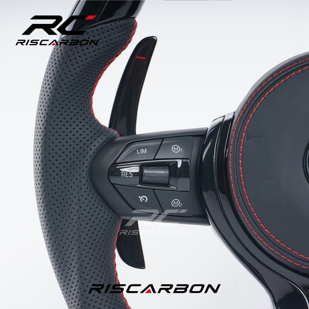 RISCARBON New Upgrade Leather Black Piano Steering Wheel for BMW X1 X2 X3 X4 F30 F10 F11 F22 F31 F01 F32 F12 F15 F16 F20 F21 Plug and Play
