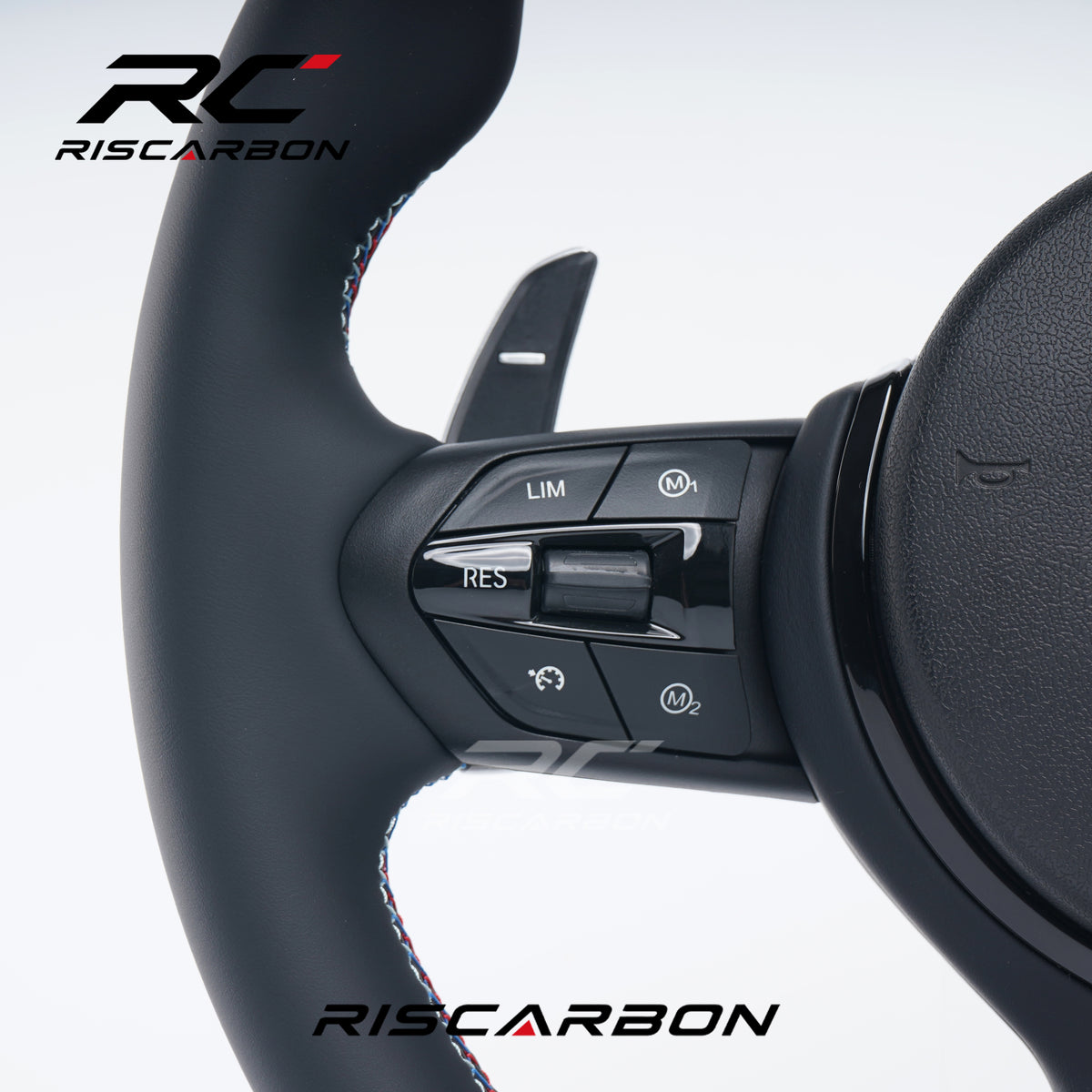 RISCARBON Factory Supply M-Sport Full Leather Sports Steering Wheel for BMW F30 F10 F21 F22 F15 F16 F45 F32 F33 E70 E90 X1 X2 X3 X5Models
