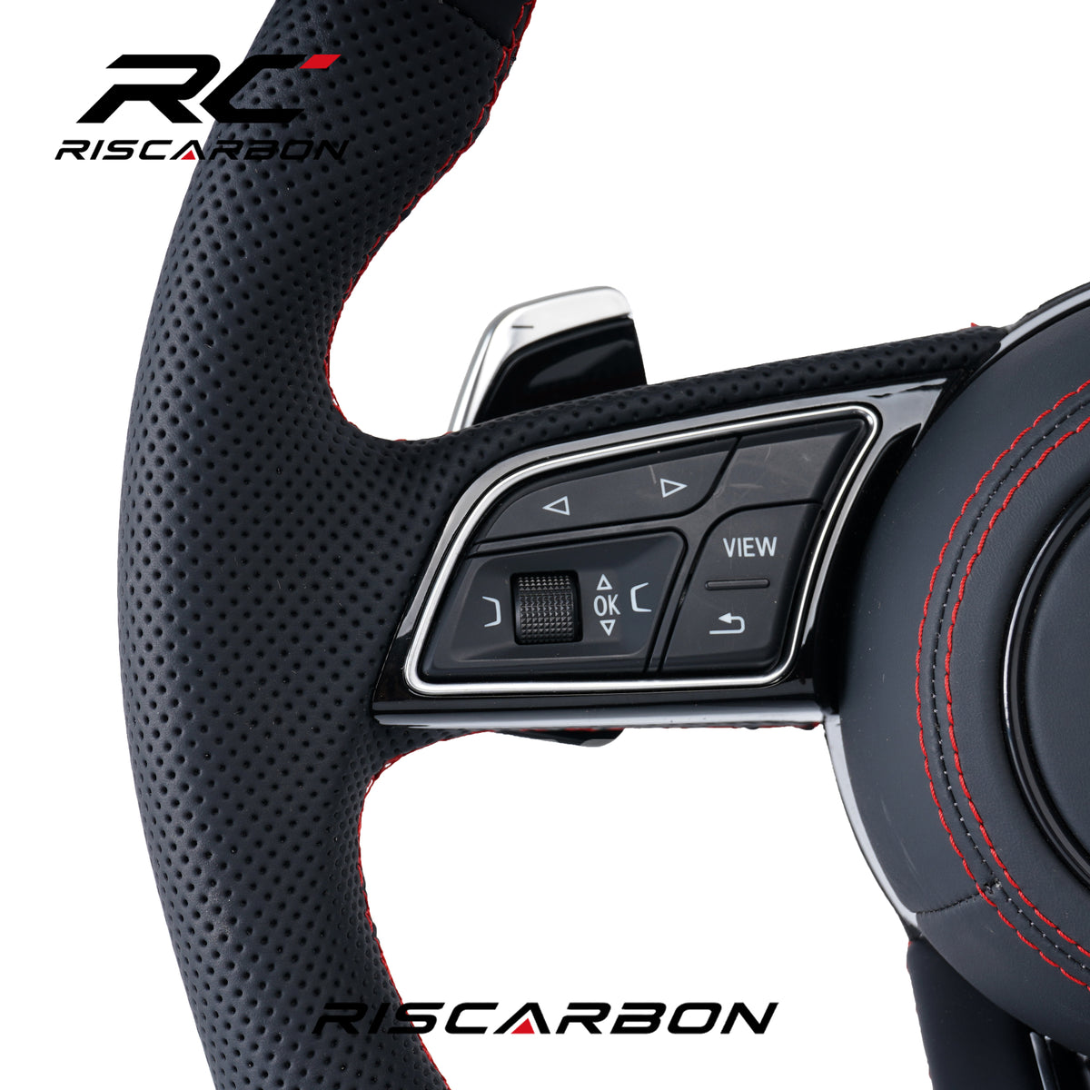 RISCARBON High Quality Full Leather Steering Wheel for Volkswagen VW Polo Golf R 6 7 8 MK6 MK7 GTi Passat B7 B8 Jetta Car Steering Wheel
