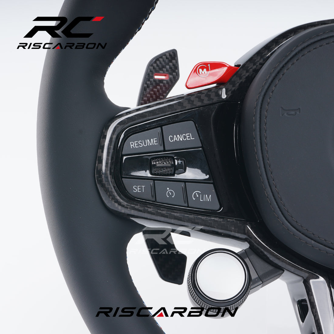 RISCARBON CS Multifunction Rotary Controller Leather Steering Wheel for BMW G30 G20 G11 G12 G13 G14 G05 G06 G30 G31 G02 G01 M Performance