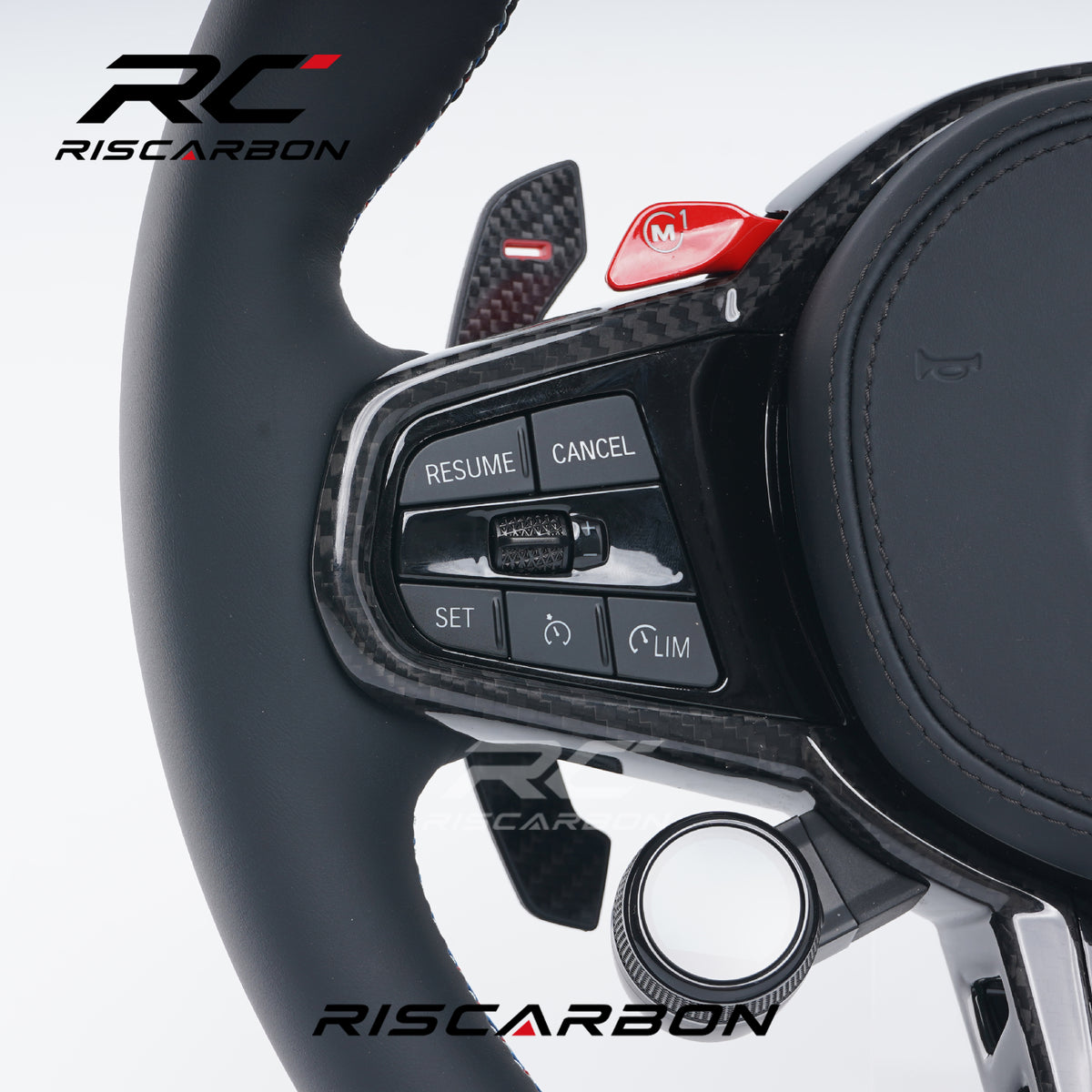 RISCARBON CS Multifunction Rotary Controller Leather Steering Wheel for BMW G30 G20 G11 G12 G13 G14 G05 G06 G30 G31 G02 G01 M Performance