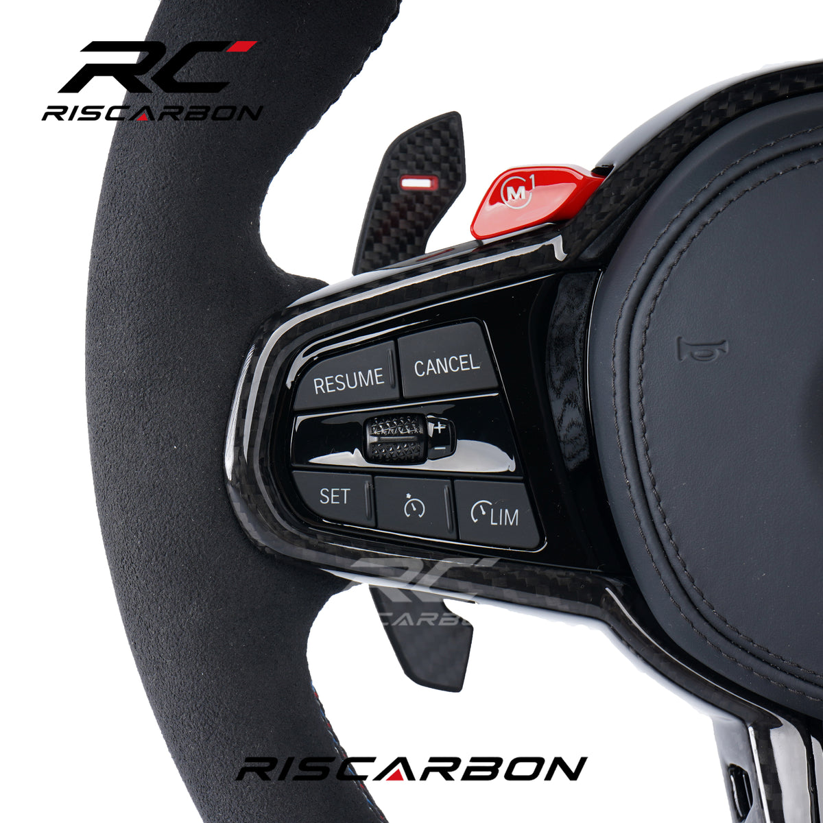 RISCARBON Hot Sale CS Full Suede Car Steering Wheel for BMW  X3 X4 X5 X6  G01 G02 G08  G21 G22 G23 G20 G28 G30  G31 G38 M340i M440i