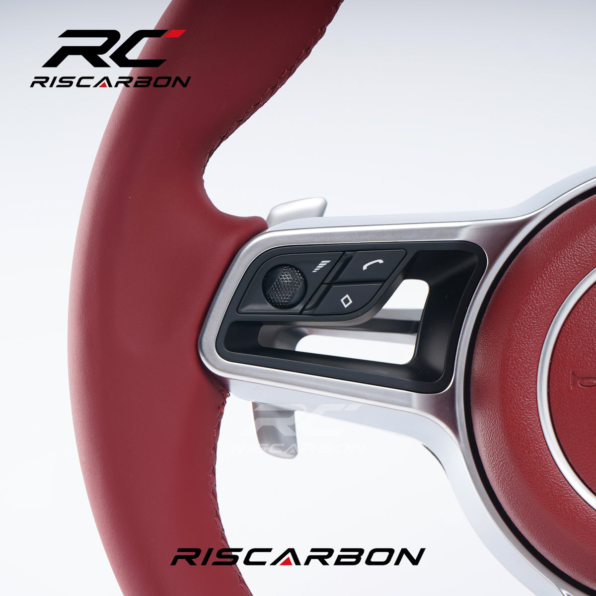 RISCARBON Red Leather Customized Direct Fit High Quality Sports Steering Wheel for Porsche CARRERA GT 991 911 992 Porsche Cayenne Coupe