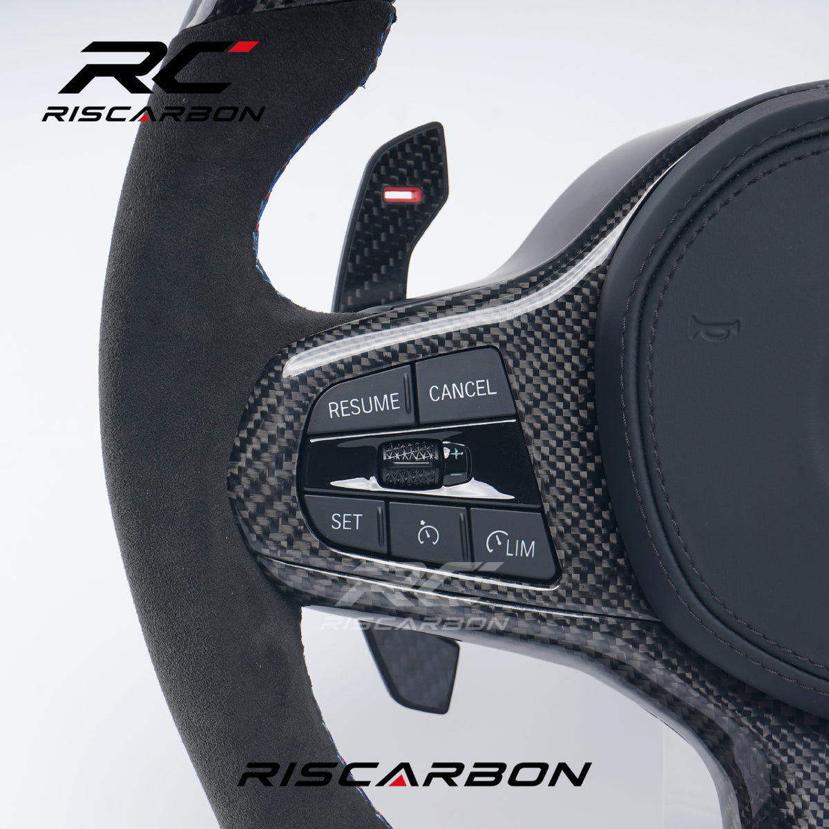 RISCARBON New Style Auto Carbon Fiber CS Steering Wheel Fit for BMW G Series G20 G80 G22 G82 G30 G31 G32 G11 G12 G10 G21 G80 G33 G16 G15