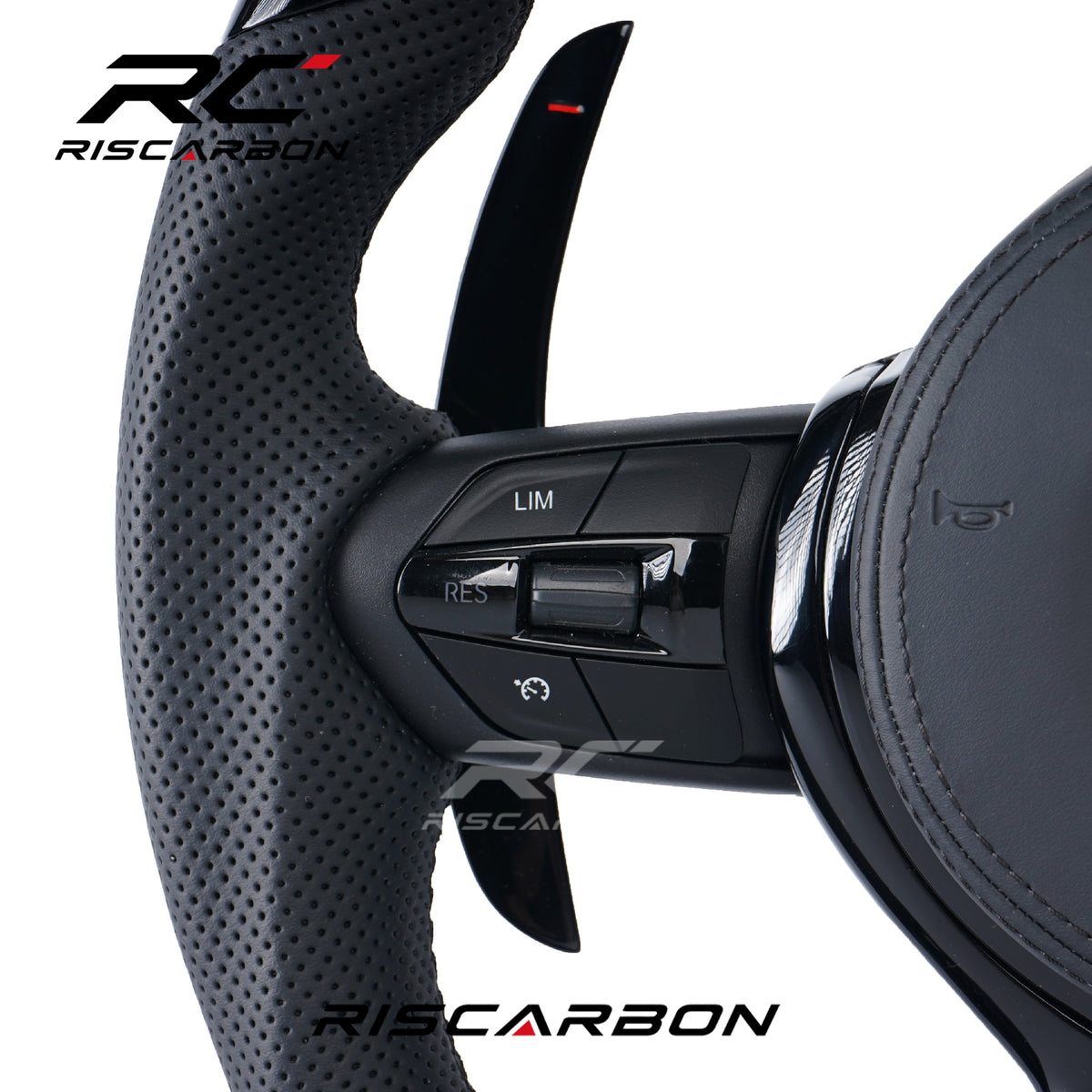 RISCARBON Black Piano Leather Steering Wheel for BMW X1 X2 X3 F30 F10  F11 F15 F20 F21 F22  F16 F01 F31 F25 F26 F15 F02 Plug and Play