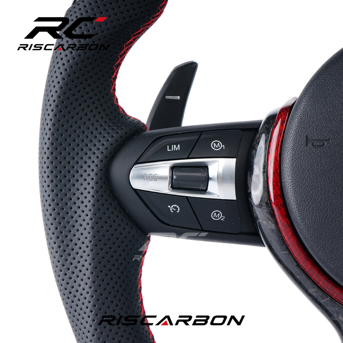 RISCARBON With LED Forge Carbon Fiber Steering Wheel for BMW X1X2 X3 F30 F10  F11 F12 F15 F20 F21 F22 F16 F01 F31 F25 F15  Plug and Play
