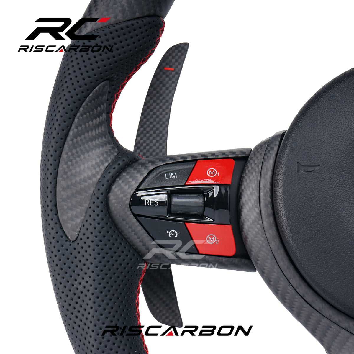 RISCARBON Matte Carbon Fiber Leather with LED Steering Wheel for BMW M3 M5 F30 F10 F11 F12 F16 F15  F20 F22 F25 F31 F32 X1 X2 Customized