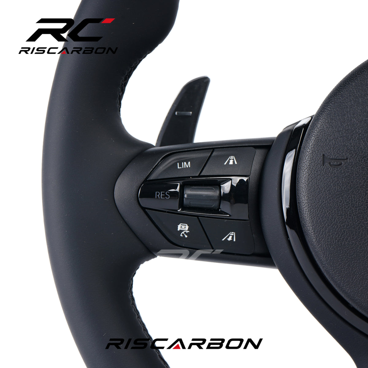 RISCARBON High Level Black Leather With ACC Vibration Steering Wheel for BMW F11 F07 F18 F06 F12 F13 F01 F02 F48 F10 F30 F34 F20 F21F12
