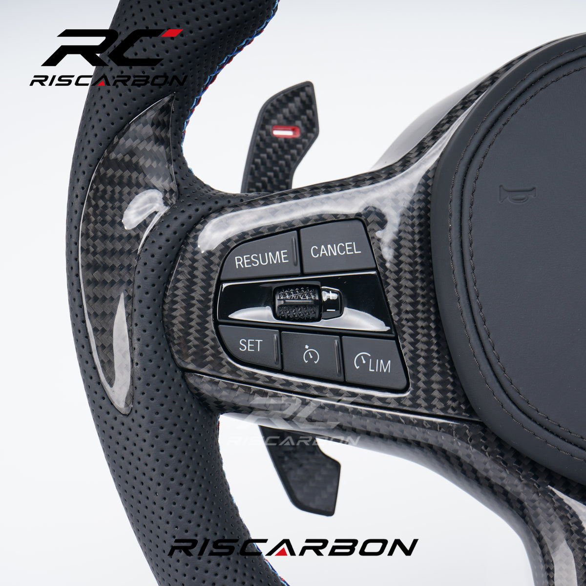 RISCARBON Flat Bottom Real Carbon Fiber Steering Wheel for BMW G21 G22 G23 G20 G30 G01 G02 G08 G31 G38 G01 G05 X3 X4 X5 Plug and Play