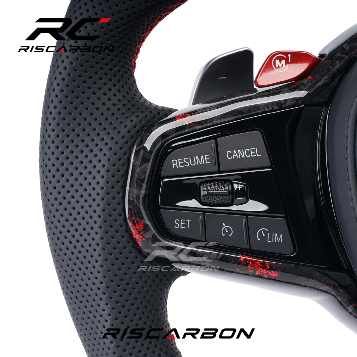 RISCARBON CS Forged Carbon Fiber Steering Wheel for BMW G30 G20 G32 G20 G21 G22 G23 G26 G01 G02 G28 G31 G87 Direct Fit Plug and Play