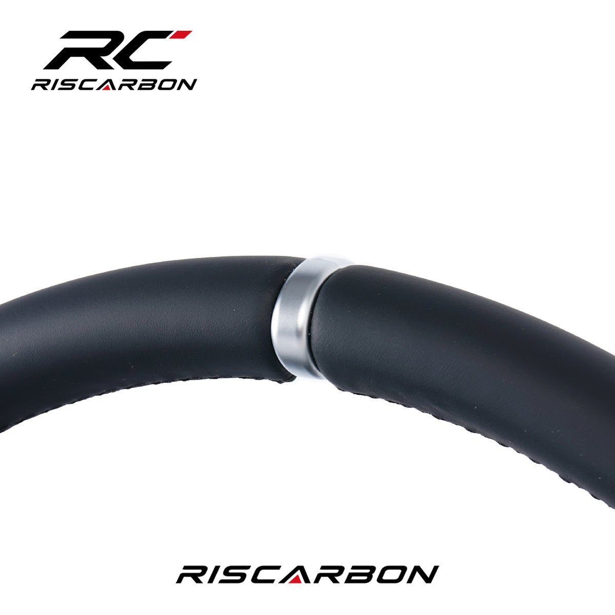 RISCARBON Flat Bottom Leather Steering Wheel for Volkswagen Accessories VW Polo Tiguan GTI Jetta Golf 5 6 7 MK6/MK7/MK8 with Chrome Stripe