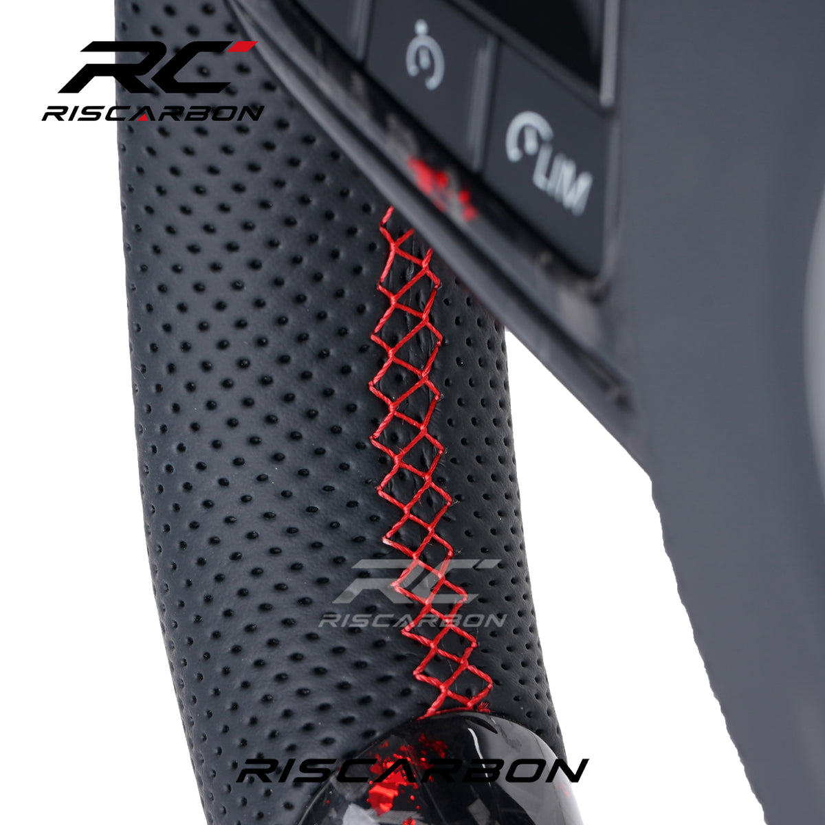 RISCARBON Flat Bottom Forge Carbon Fiber Leather CS Car Steering Wheel for BMW X3 X4 G21 G22 G23 G20 G30 G01 G02 G08 G31 G38 Plug and Play with LED