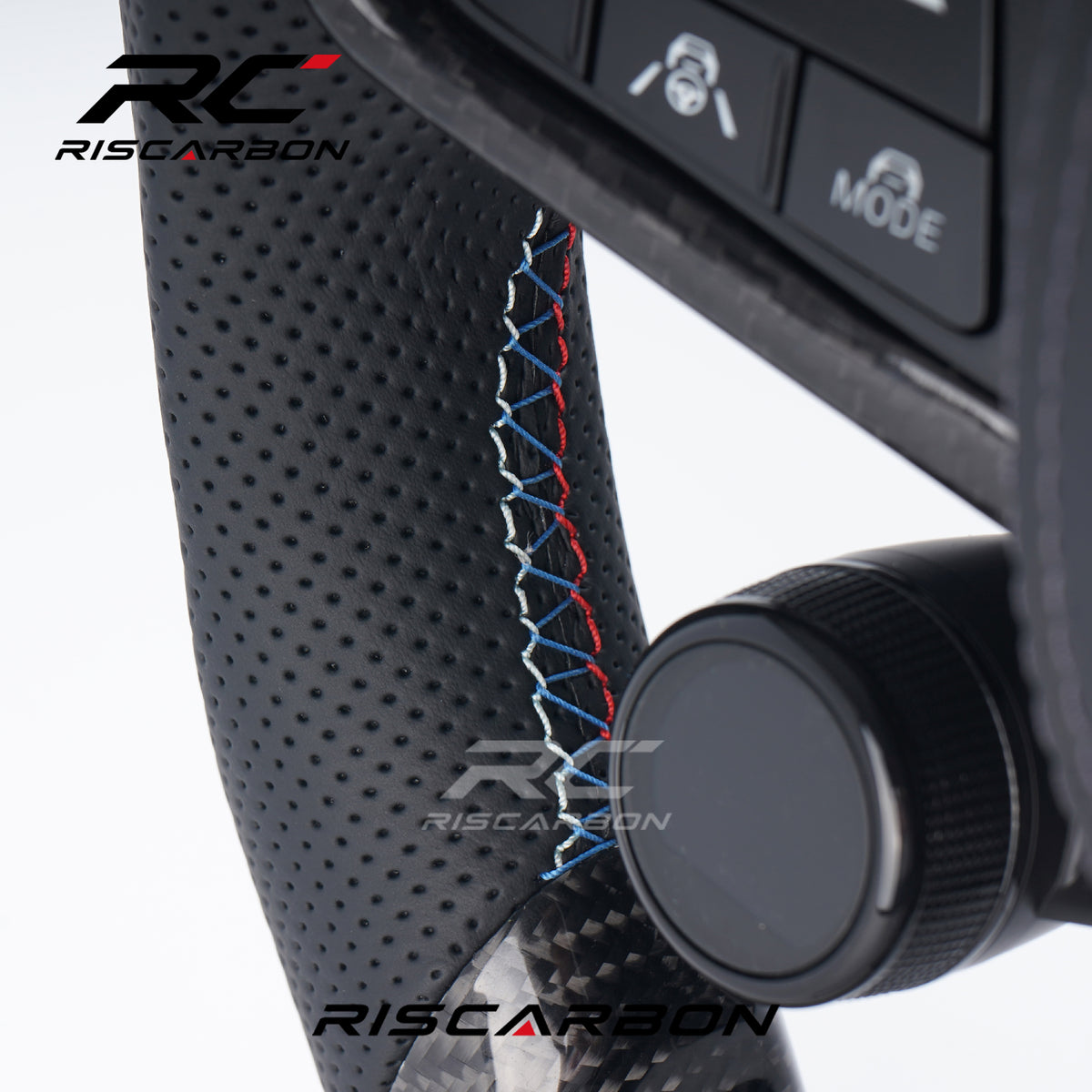 RISCARBON Carbon Fiber CS With Knob for Driving Mode Selection and One-button Start Steering Wheel for BMW G30 G20 G01 G02 G80 F90 G82 G16