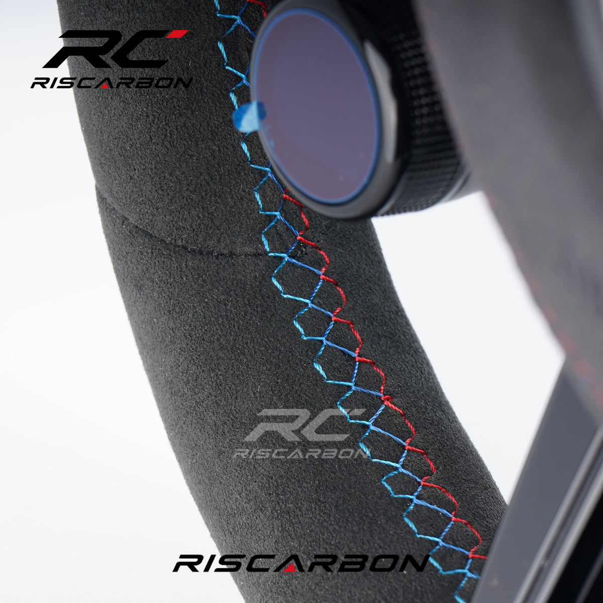 RISCARBON Flat Bottom Full-Suede CS Steering Wheel for BMW G20 G30 G28 G31 G38 G11 G12 G01 G08 G21 G22 G82 G87  X3 X4 X5 X6 With Knob