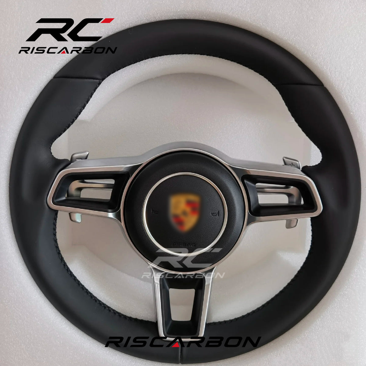 RISCARBON For Panamera Cayenne Macan Boxster Cayman 718 911 918 997 991 970 971 Marsala Red Leather Steering Wheel Compatible